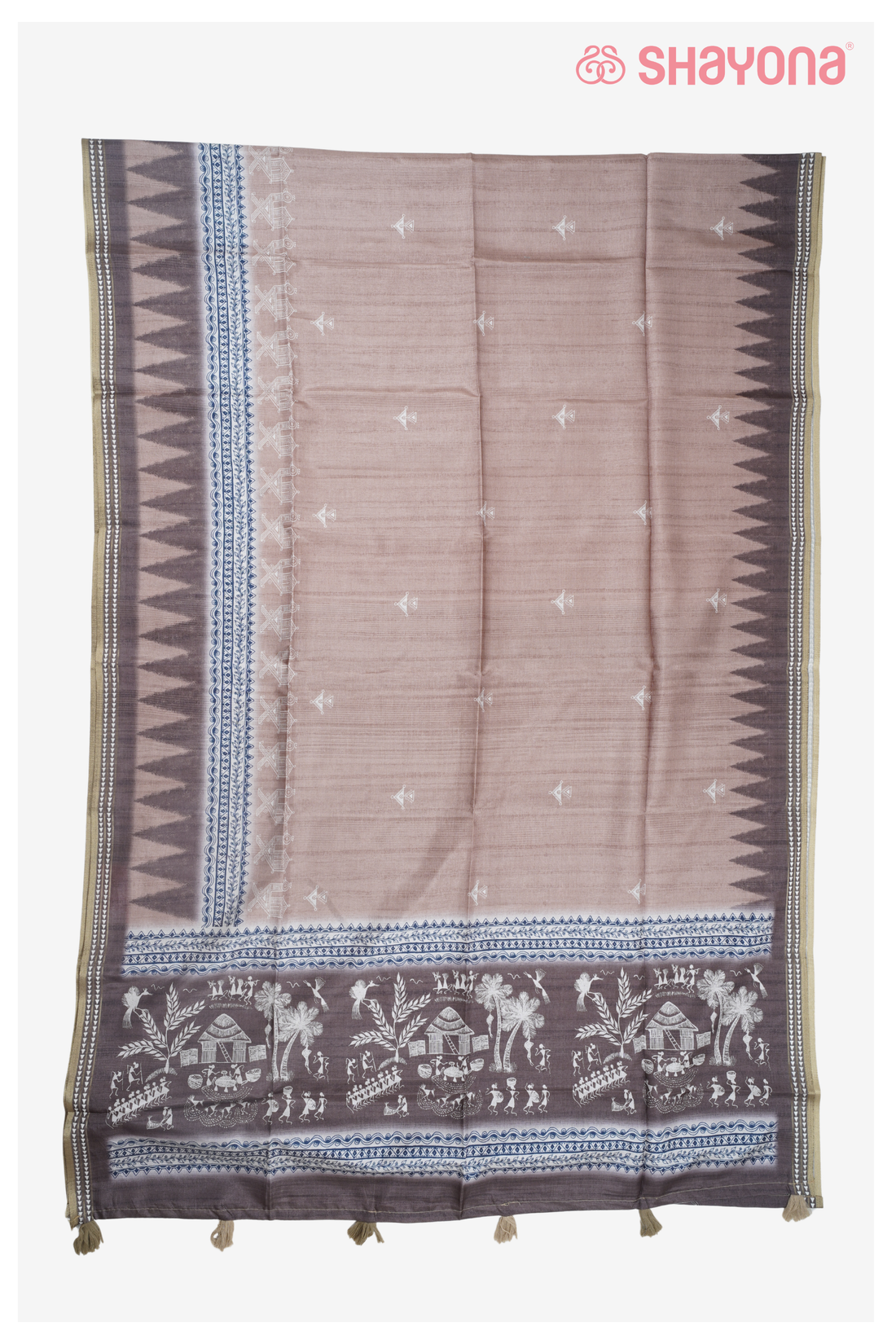 Light Rose Gold Printed Soft Touch Cotton Saree