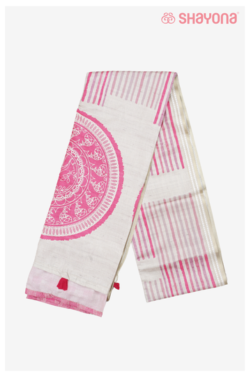 Linen Printed Cotton Saree