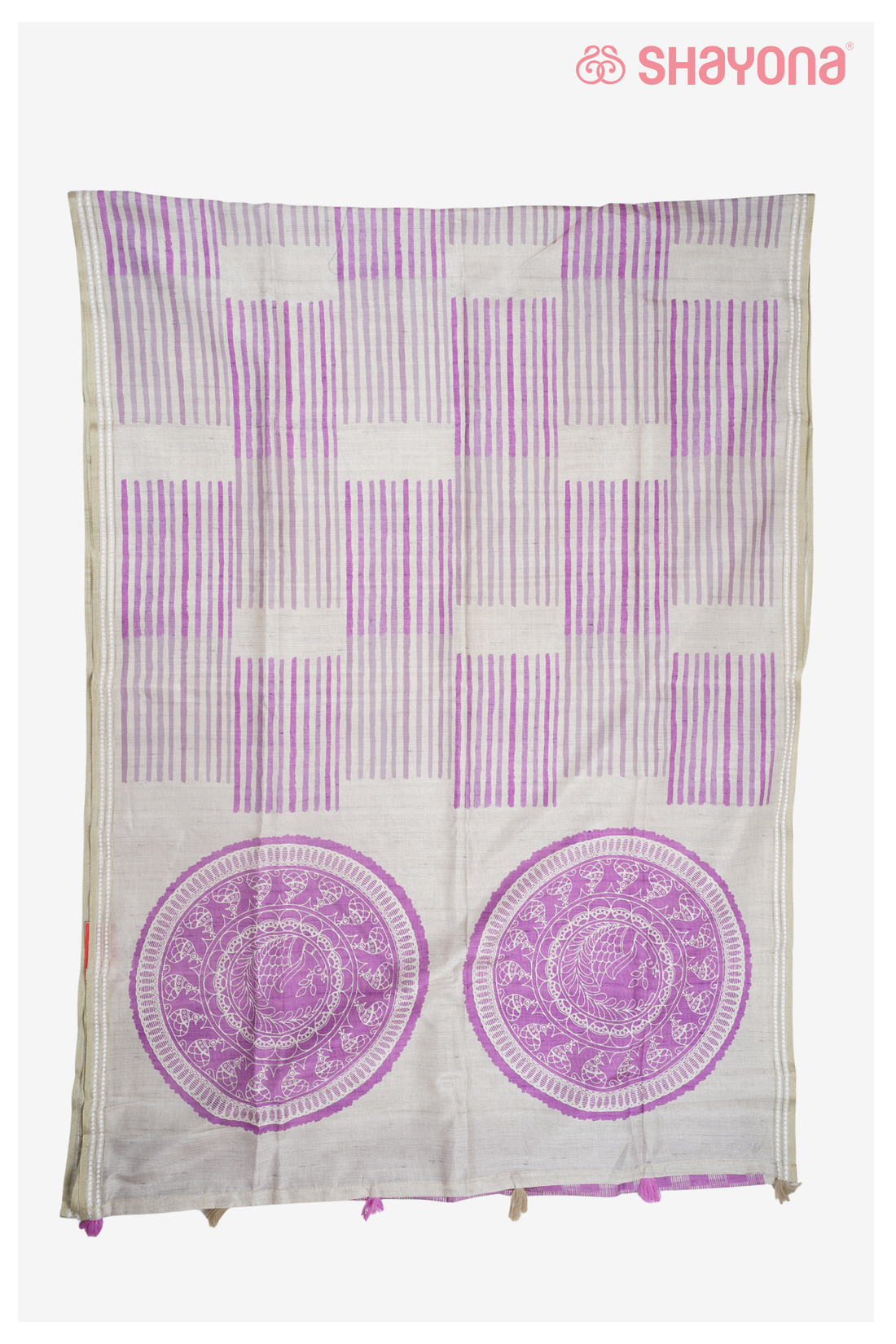 Linen & Onion Purple Cotton Printed Saree