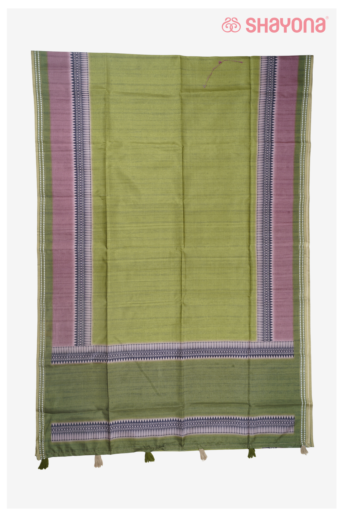 Light Olive Green Printed Cotton Saree