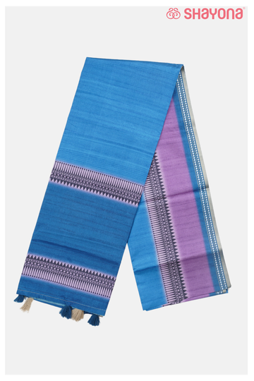 Blue Cotton Printed Saree
