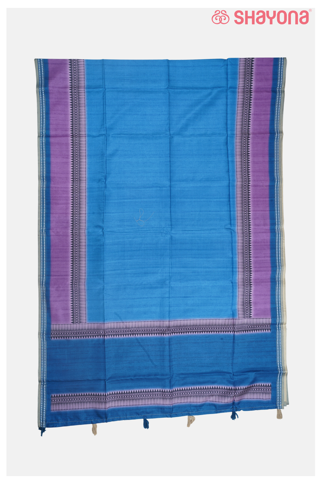 Blue Cotton Printed Saree