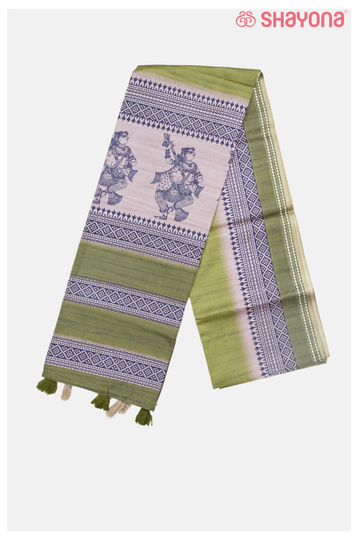 Mehendi Green Printed Cotton Saree