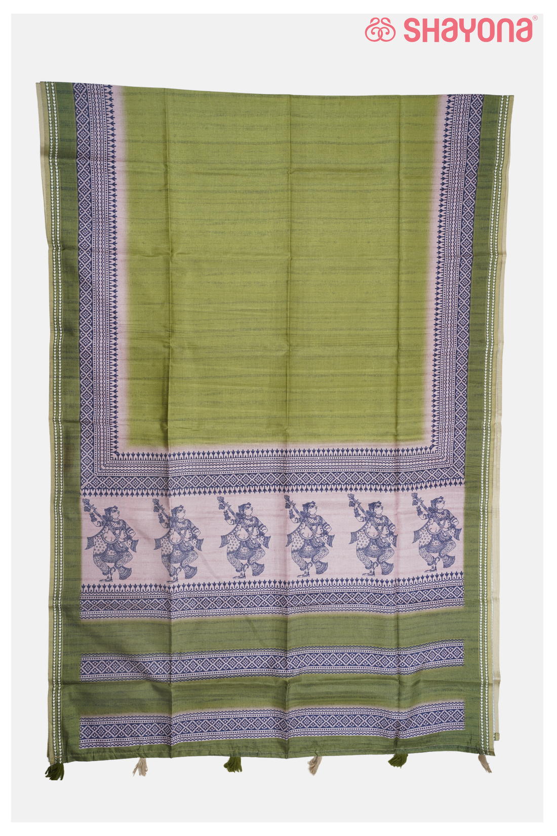 Mehendi Green Printed Cotton Saree