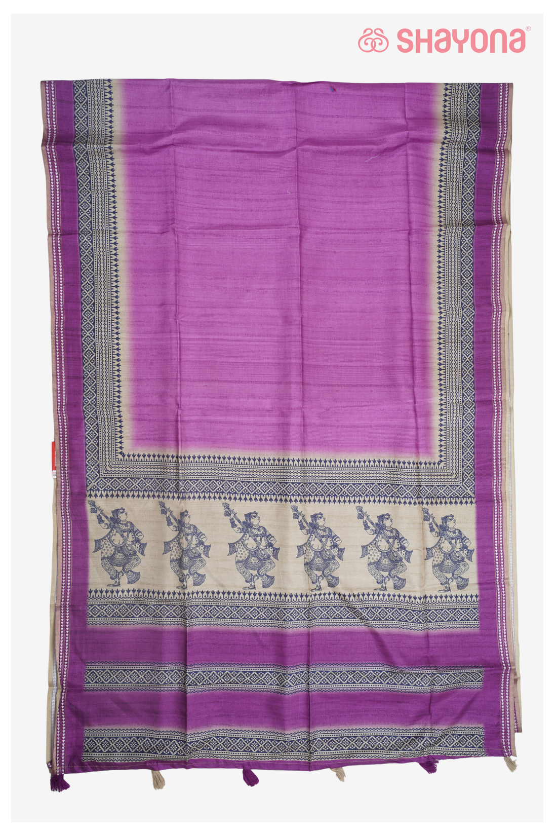 Purple Cotton With Printed Saree With Printed