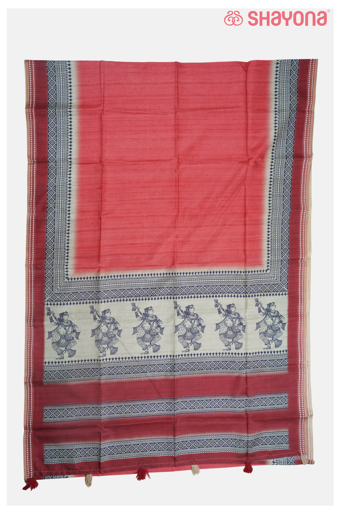 Rust Premium  Cotton With Printed Saree With Printed