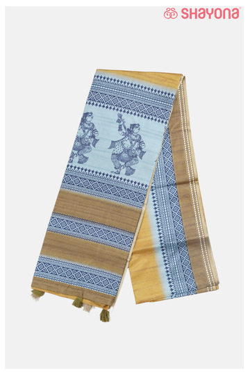 Goldenrod  Printed Cotton Saree