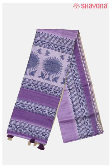 Onion Purple Cotton With Printed Saree