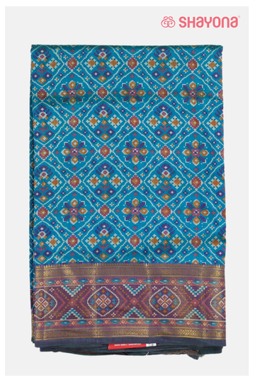 Royal Turquoise Printed Blue Patolacotton Saree