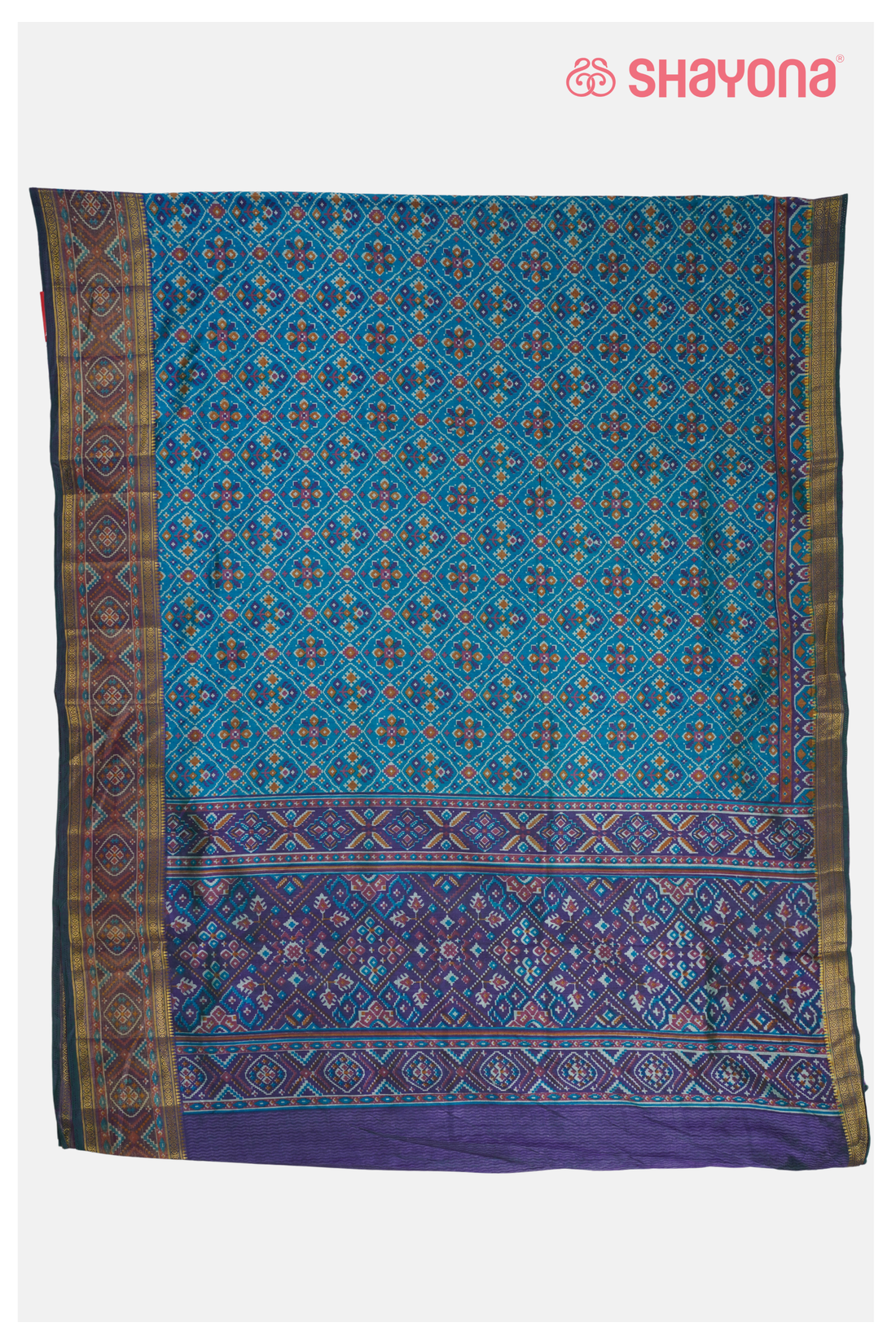 Royal Turquoise Printed Blue Patolacotton Saree
