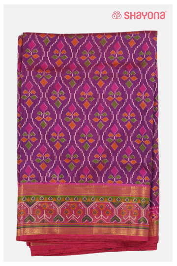 Trending Violet  Printed Patola Cotton Saree
