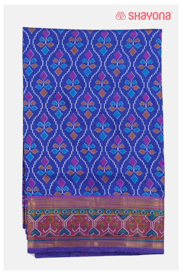 Royal Blue Printed Patola Cotton Saree