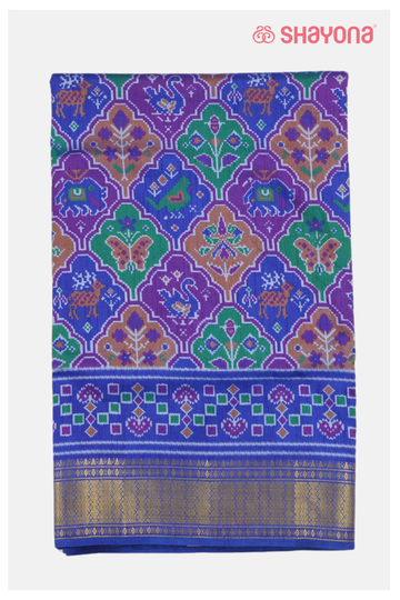Royal Blue Patola Saree,Cotton Saree With Printed