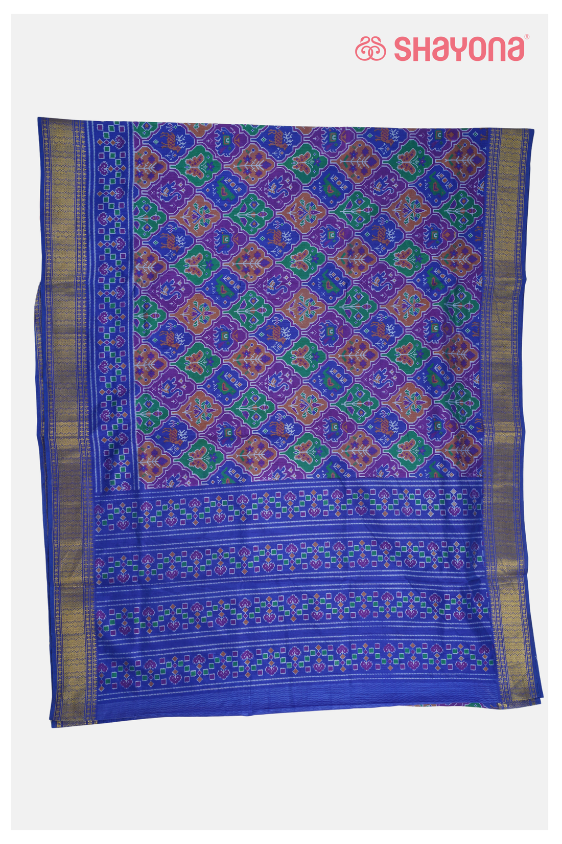 Royal Blue Patola Saree,Cotton Saree With Printed