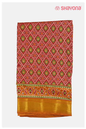 Trending  Red Printed Patola Cotton Saree
