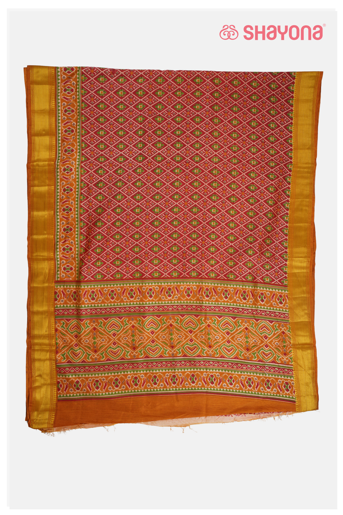 Trending  Red Printed Patola Cotton Saree
