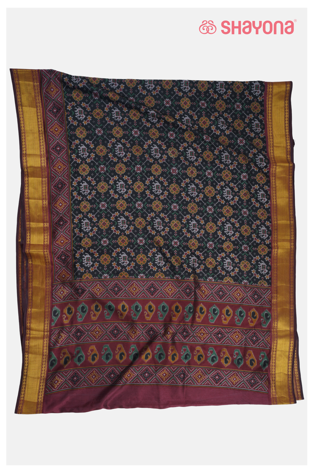 Royal Grey Printed Patola Cotton Saree