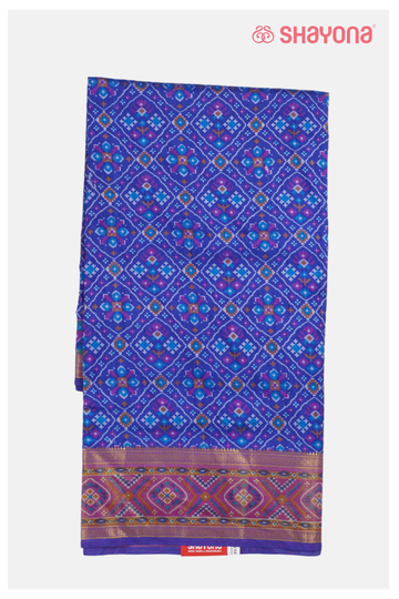 Royal Blue Printed Patola Cotton Saree