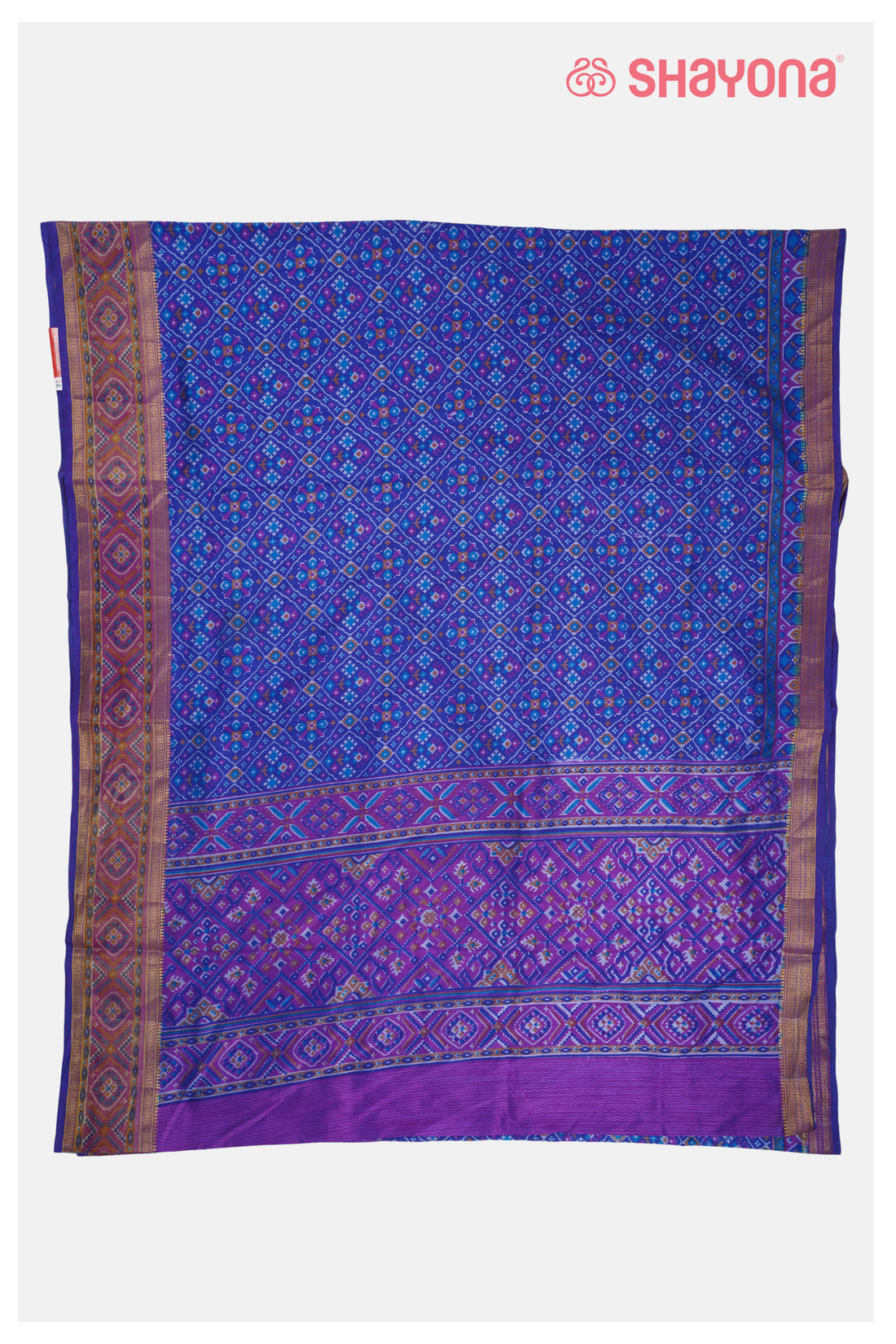 Royal Blue Printed Patola Cotton Saree