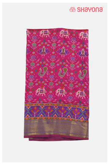 Royal Rani Pink Printed Patola Cotton Saree