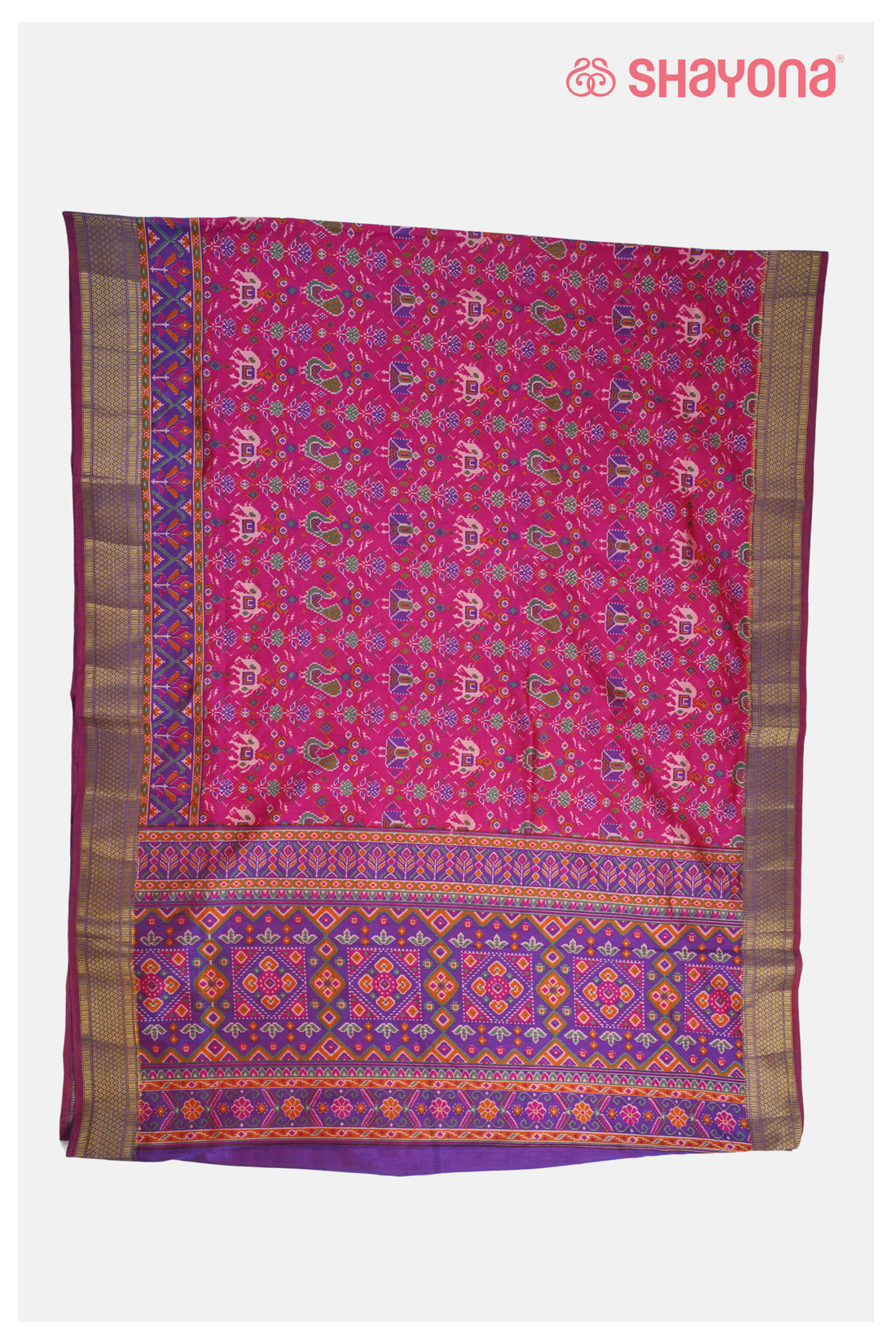 Royal Rani Pink Printed Patola Cotton Saree