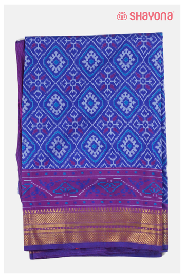 Royal Blue Printed Patola Cotton Saree