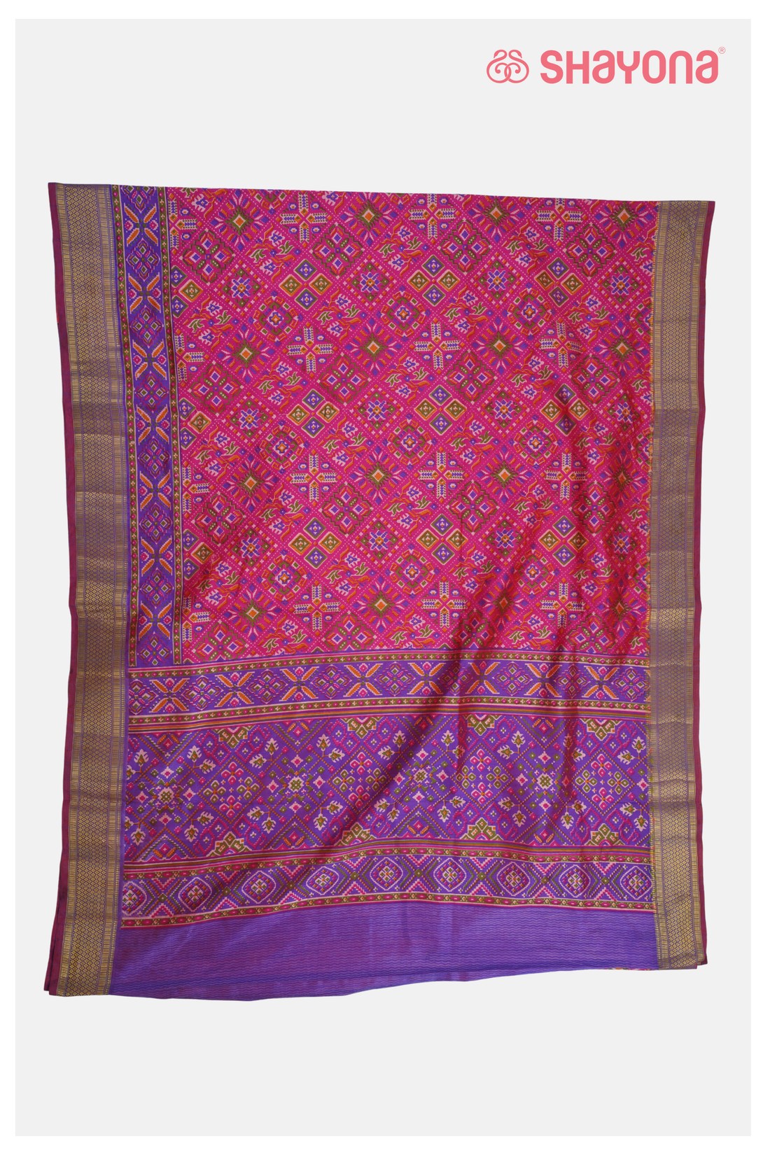 Rani Pink Patola Saree,Cotton Saree With Printed