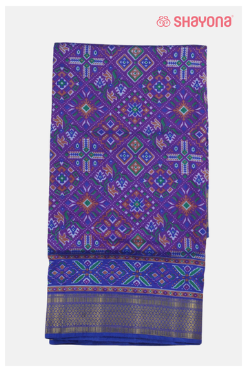 Royal Deep Purple Printed Patola Cotton Saree