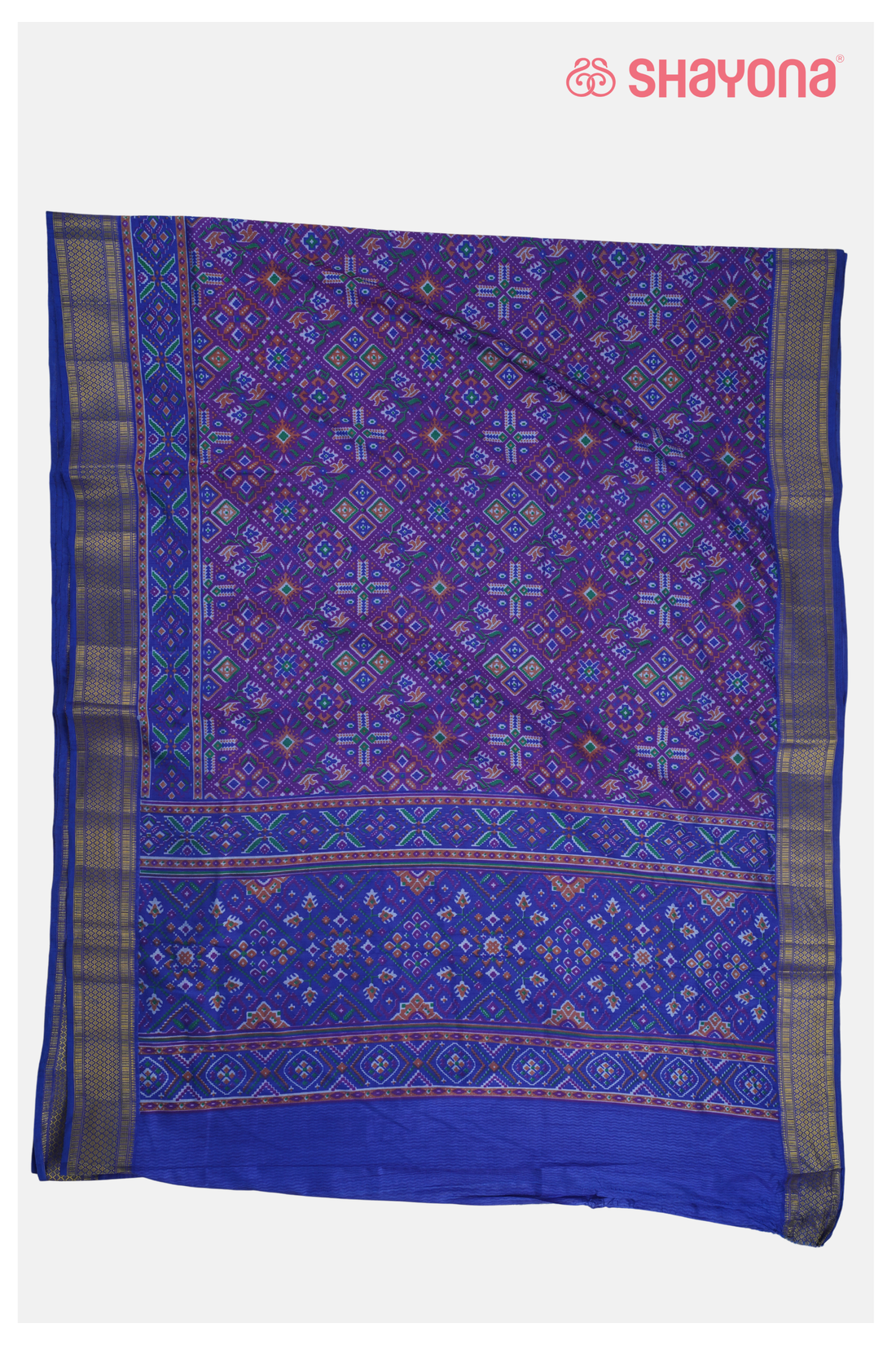 Royal Deep Purple Printed Patola Cotton Saree