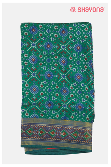 Trending Emerald Green Printed Patola Cotton Saree