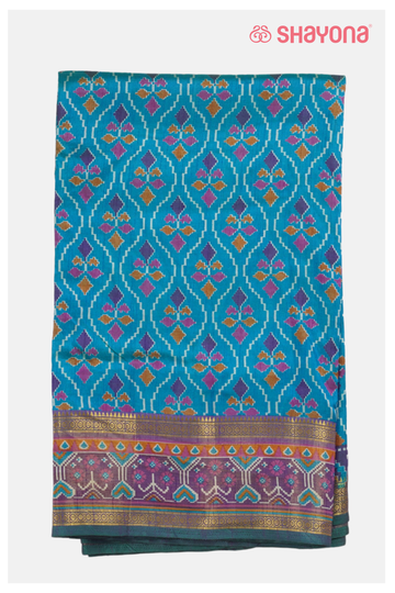 Blue Printed Patola Cotton Saree
