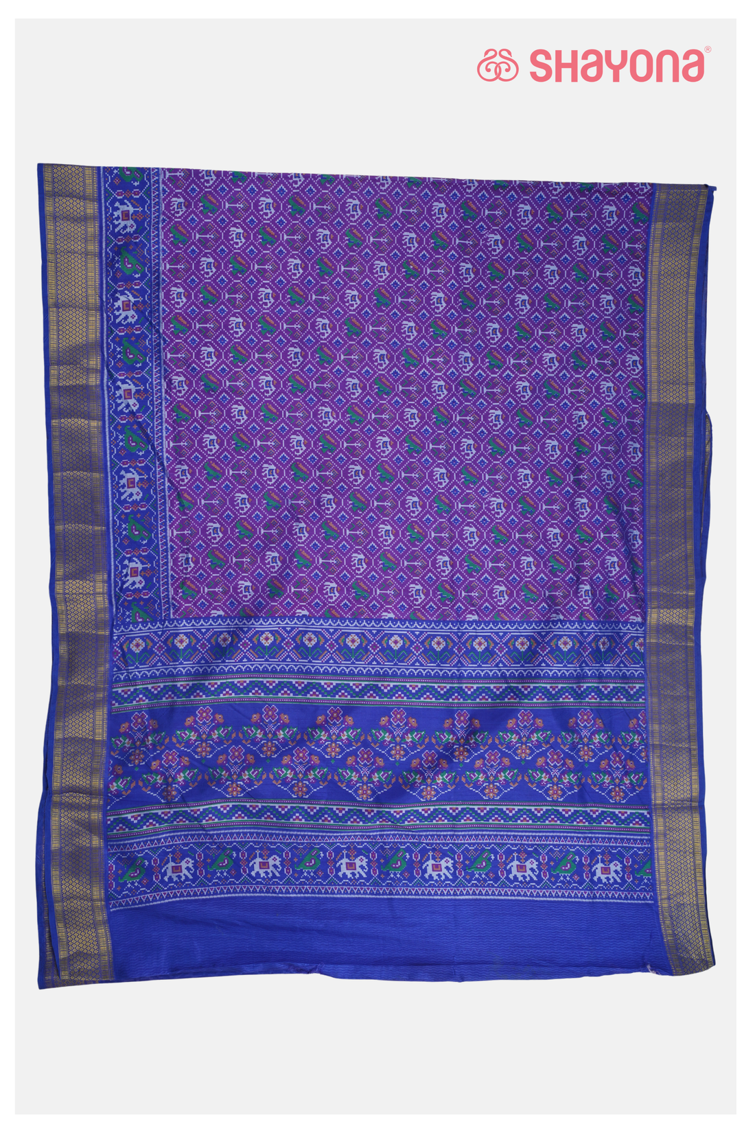 Violet Printed Patola Cotton Saree