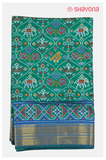 Royal Emerald Green Printed Patola Cotton Saree