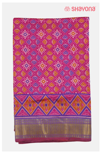 Magenta Printed Patola Cotton Saree