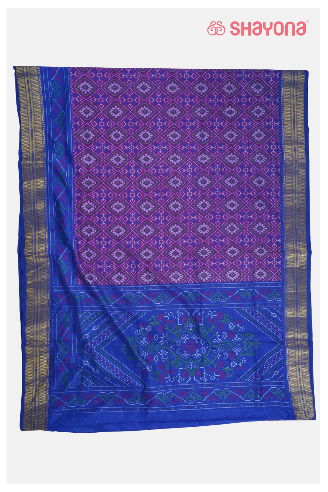 Magenta  Printed Patola Cotton Saree