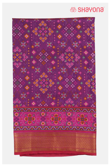 Violet Printed Patola Cotton Saree