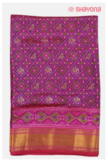 Royal Magenta Printed Patola Cotton Saree
