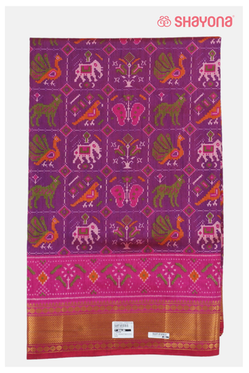 Royal Purple Printed Patola Cotton Saree