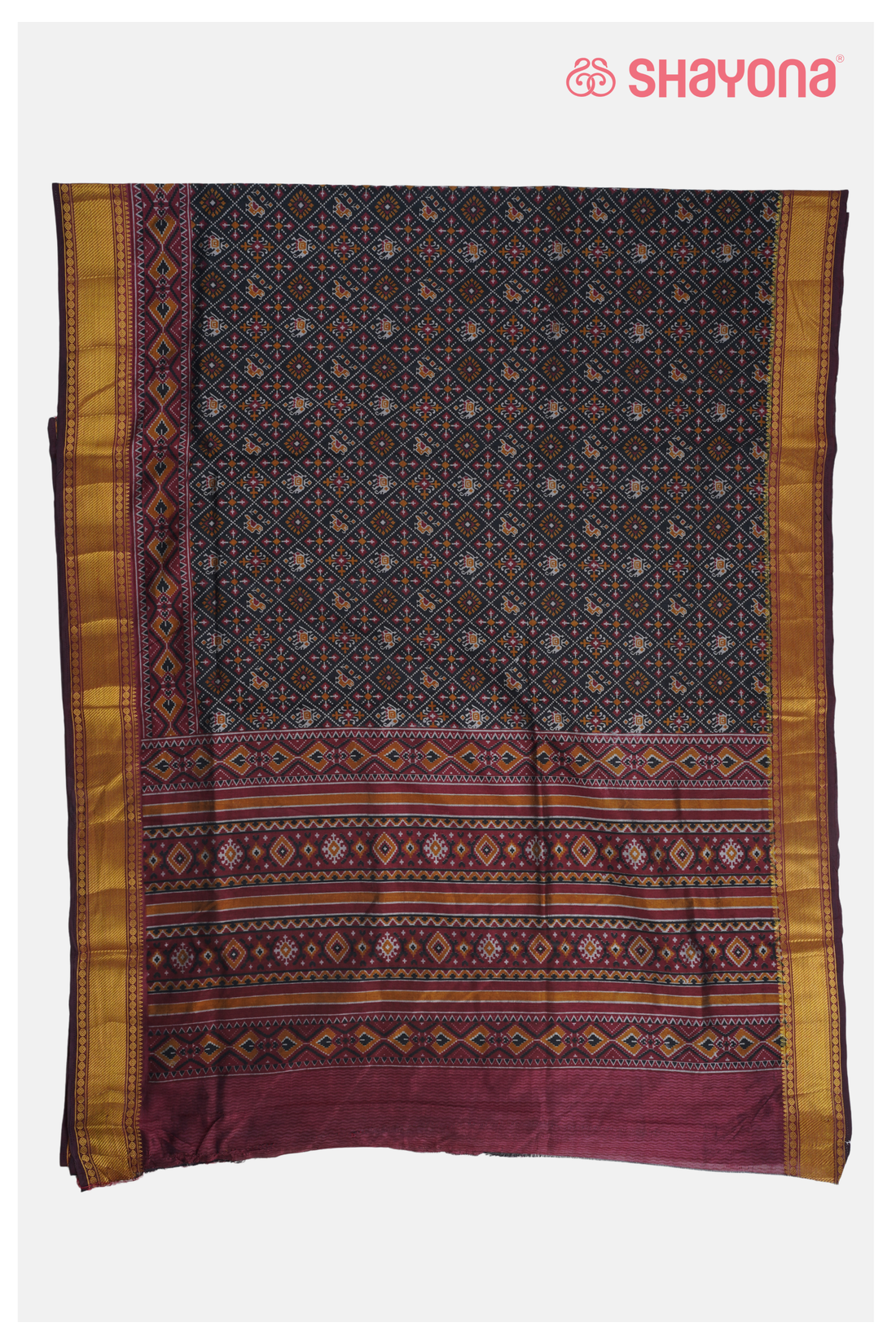 Royal Grey Printed Patola Cotton Saree