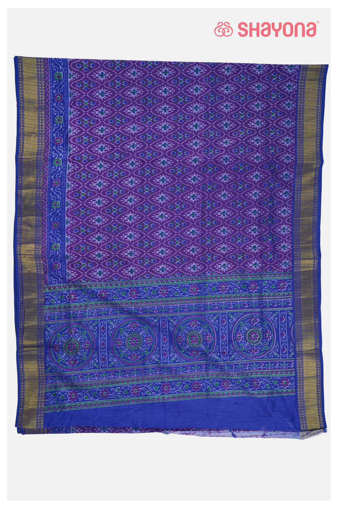 Deep Purple Printed Patola Cotton Saree