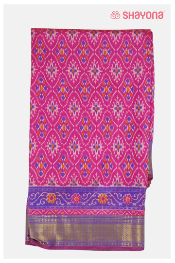 Rani Pink Printed Patola Cotton Saree
