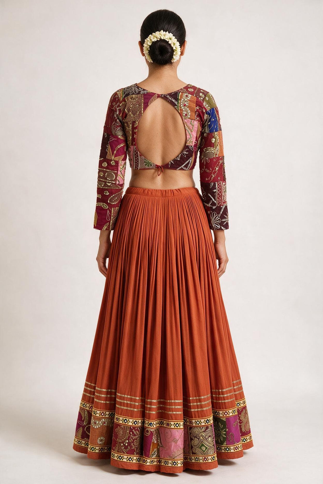 Orange & Multicolor Patchwork Chaniya Choli