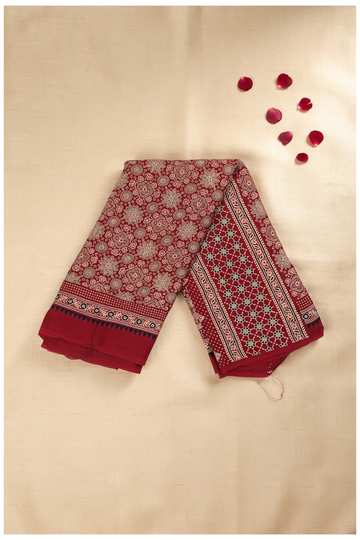 Maroon Ajrakh Art Silk Gift Purpose Saree