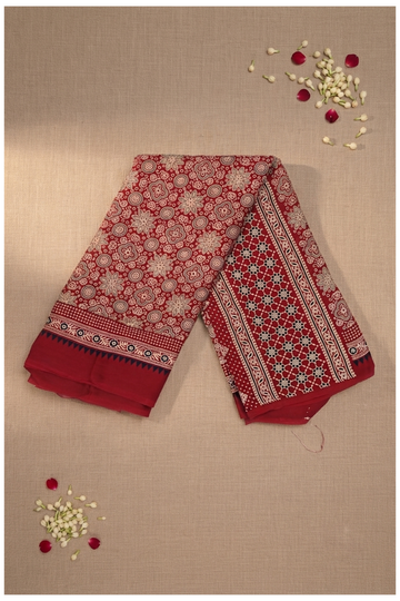 Maroon Ajrakh Art Silk Gift Purpose Saree