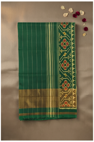 Bottle Green Patola Pure Silk Wedding & Party Wear Saree