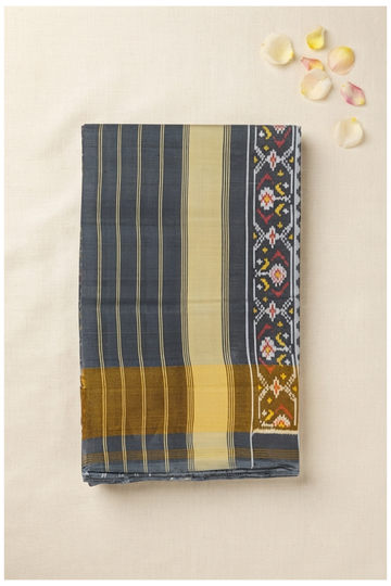 Slate Grey Patola Pure Silk Wedding Saree
