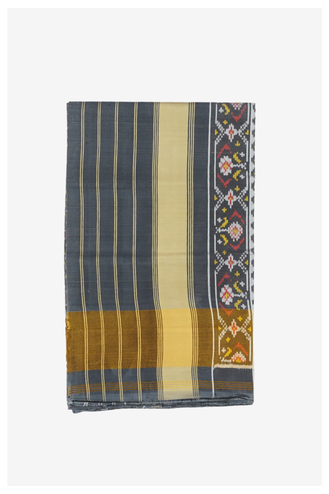 Slate Grey Patola Pure Silk Wedding Saree
