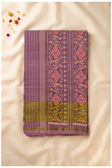Plum Purple Pure Silk Patola Wedding Saree