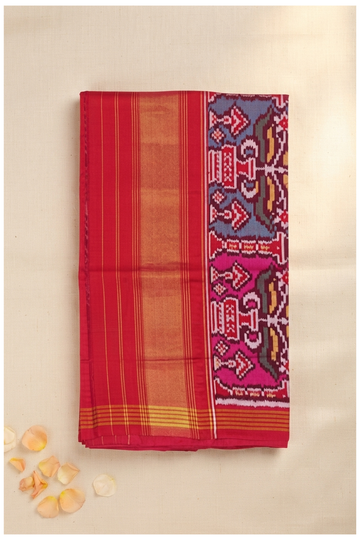 Maroon Pure Silk Patola Wedding & Party Wear Saree