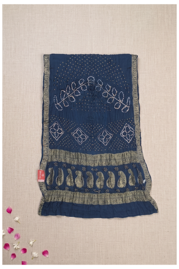 Royal Blue Bandhni Gajji Silk Wedding Saree